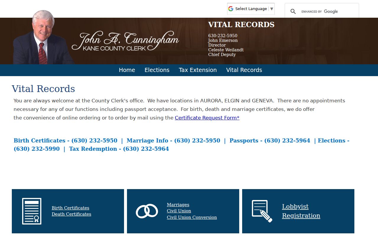 South Elgin resident lookup using Kane County vital records